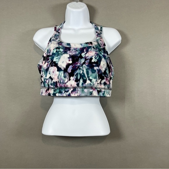 Gaiam Watercolor Floral Strappy Padded Sports Bra - Picture 1 of 11